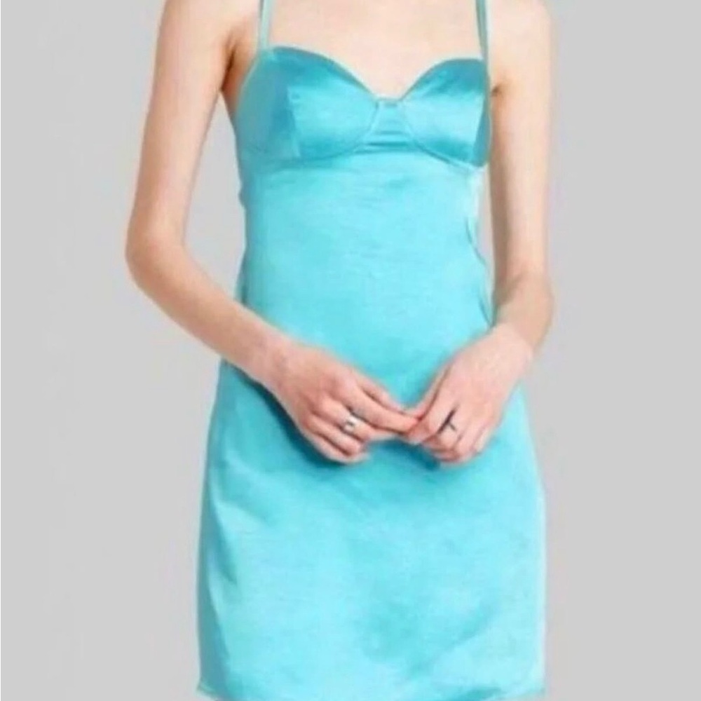 Wild Fable Turquoise Satin Dress